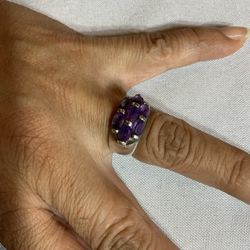 Amethyst Natural Stone Size 7 Sterling Silver 925