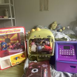 kids toys, arcade games, calico critters, dollhouse, piggy bank