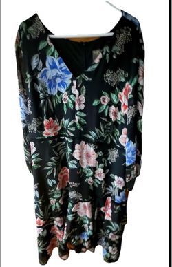 Taylor’s Woman Plus Size 24W V-Neck L/S Fit & Flare Floral Dress
