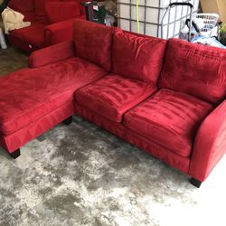 Beautiful Red Sectional Couch W/ Chaise