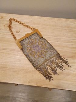 Antique Vintage beaded gold/silver bag