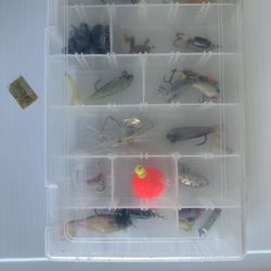 Box Of Fishing Lures, Weights Etc