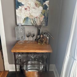 Wood Top Bar Cart