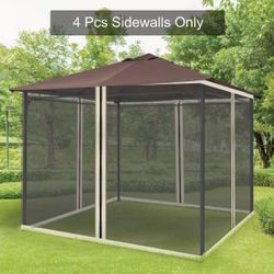 Outsunny Replacement Mesh Mosquito Netting Screen Walls for 10 ft. x 10 ft.