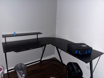 SHW 51 x 51 Inches Vista L-Shaped Desk with Monitor Stand and Drawer, Black || $60 OBO