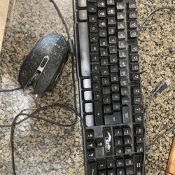 Rainbow Led Backlit Black Barth Keyboard And Mouse