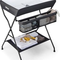 INFANS Baby Changing Table, Folding Diaper Station Portable Nursery Organizer 