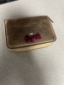 Kate Spade. Leather Party glitter Sm Zip Card Case