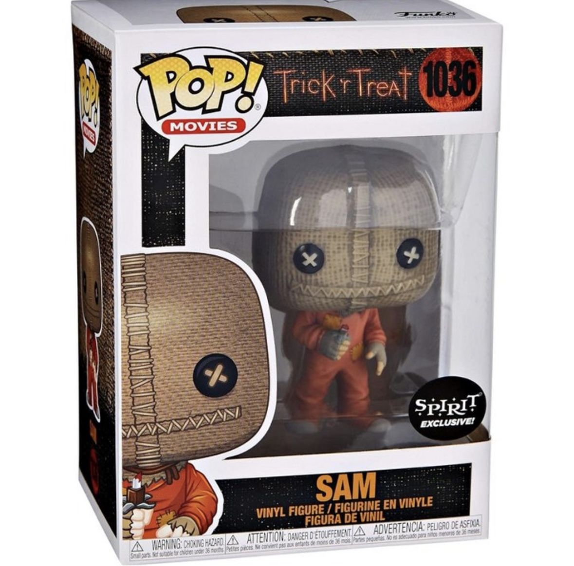Funko Pop! vinyl figure of Sam from the movie Trick 'r Treat. This particular version is a Spirit Halloween exclusive.