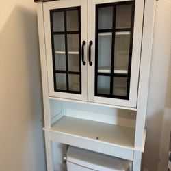 Farmhouse Over-the-Toilet Storage Cabinet (White) 
