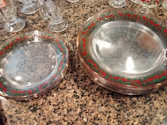 Christmas dishes from the seventies , they are glass decorations on it all comple
