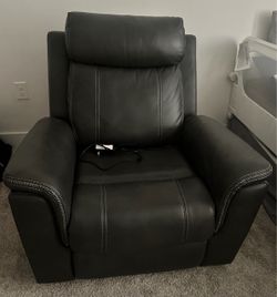 Dark Gray Leather Power Recliner Chair