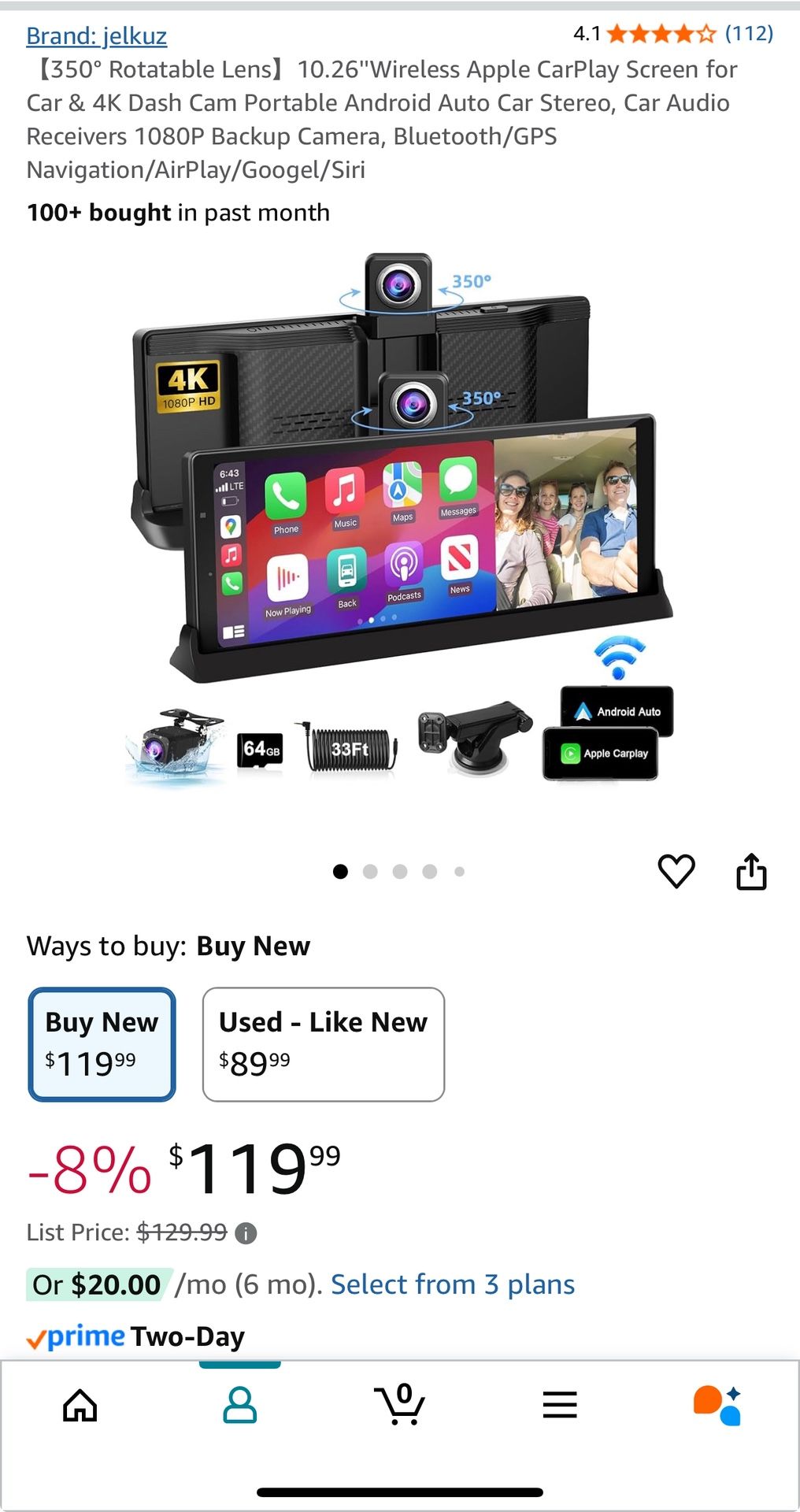 Apple CarPlay with 4K Dashcam
