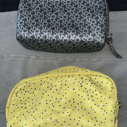2 Small Make-Up/Toiletries Bags (One Yellow & One Gray) - EXCELLENT CONDITION