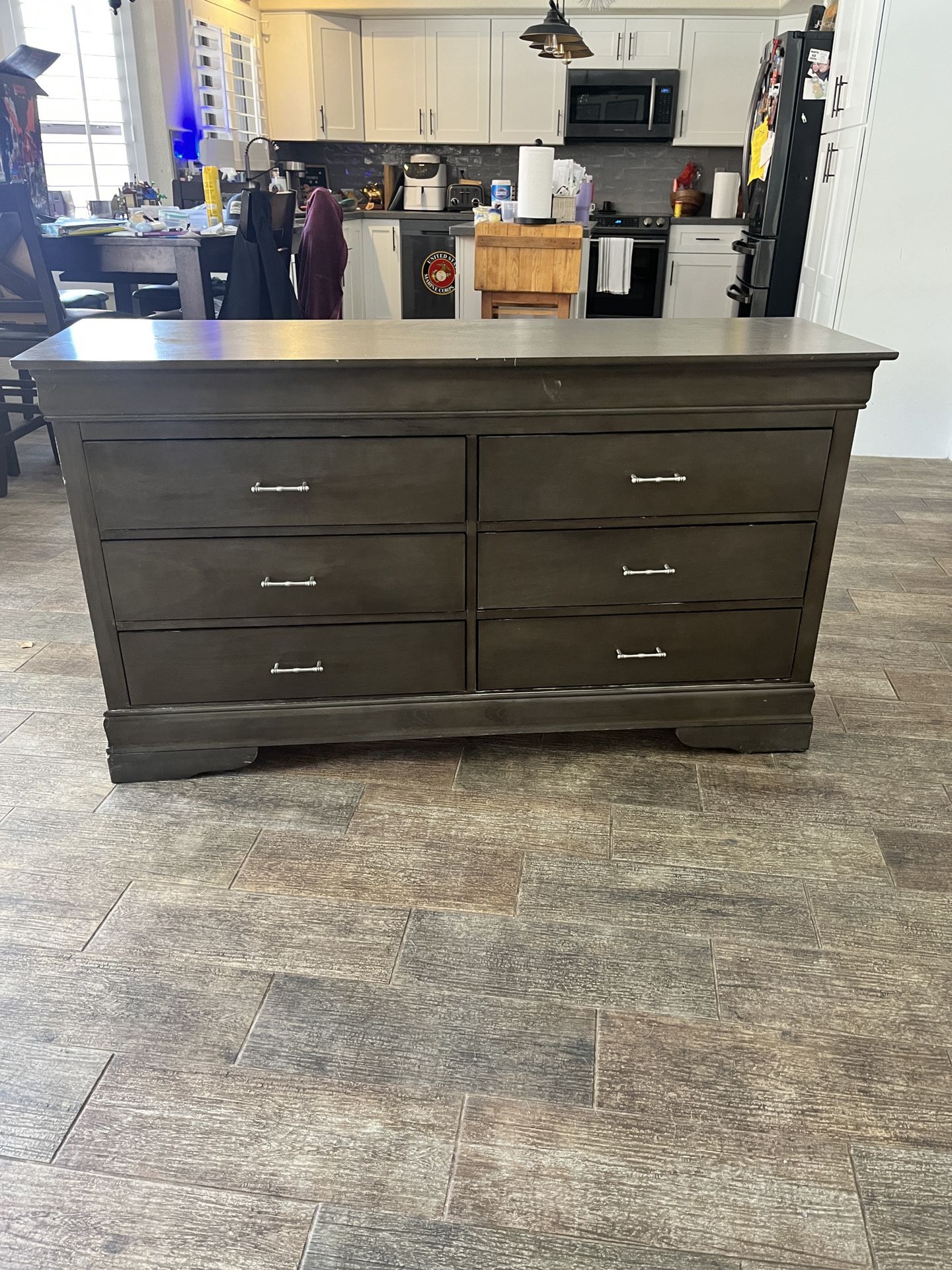 Grey 6-drawer dresser 