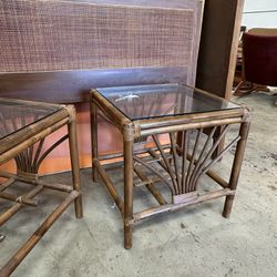 Bamboo And Glass End Tables $135 Each 