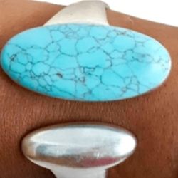 Sculptural Turquoise Hinged  Bracelet 