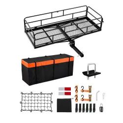 117#60" x 24" x 14", Hitch Cargo Carrier, 500 lbs Capacity Hitch Cargo Carrier with Cargo Net & Waterproof Cargo Bag, Folding Hitch Mount Cargo Carrie