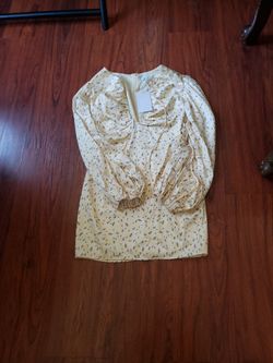 Silk Dress With  Puff Sleeves 