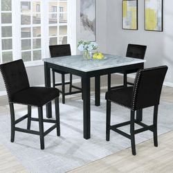COUNTER HEIGHT DINING TABLE AND CHAIRS 