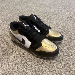 Nike Air Jordan 1 Low Gold Black Football Cleats 