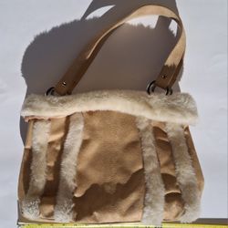 Bath & Body Works suede and faux fur trim shoulder bag. 