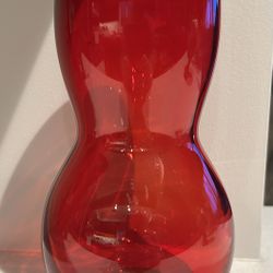 Ruby Red/Dark Orange hand blown vase.