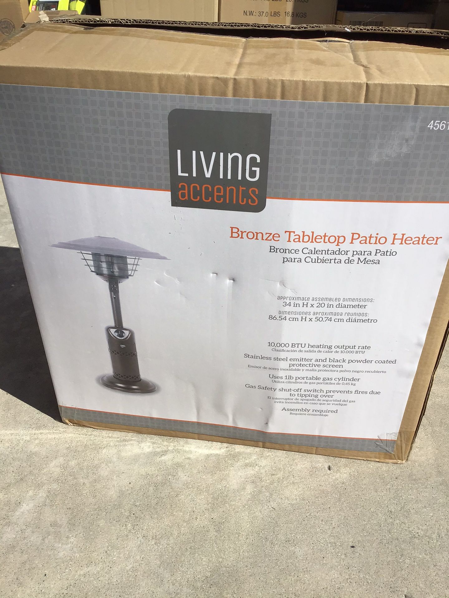 Living Accents 10,000 BTU Bronze Tabletop Propane Steel Patio Heater