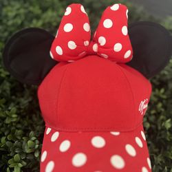 Disney Parks Minnie Mouse Ears Hat Red Polka Dot Bow Disneyland Resort Youth Cap
