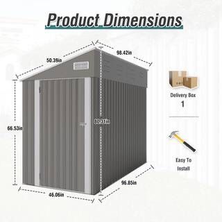 8 ft. W x 4 ft. D Metal Outdoor Storage Shed with Single Hinged Door and Protective Film Covering Backyard 32 sq. ft Brand New in box  $200  Warehouse