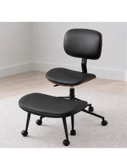 🔥Brand new🔥 Ergonomic Cross Legged Office Chair with Wide Bentwood Back Support, Stable Anti-Tipping Base Meditation Chair for Adults, Adjustable Sw