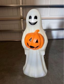 Halloween Blow Mold Ghost with Pumpkin 23.8 Inch (New)