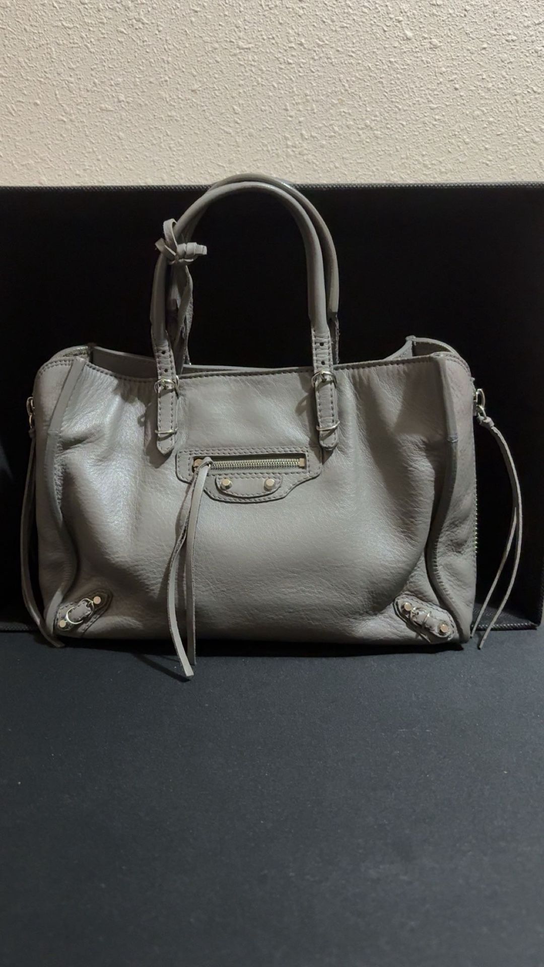 BALENCIAGA Papier Grey Leather 2way Handbag