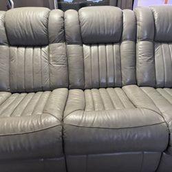 2 Gray Leather Electric Recliner Couches