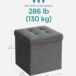Open Box _ Small Folding Storage Ottoman Cube, Storage Footrest, Foot Rest Stool, for Living Room, Bedroom, Dorm, Dark Gray