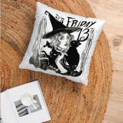 Friday the 13th Witchy Black Cat Cushion Cover NEW 