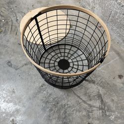 Large Metal Basket With Wood Handles