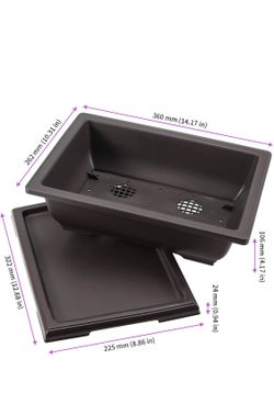 14 Inch Bonsai Training Pots with Tray, Rectangular Plant Pot with Drainage holes.