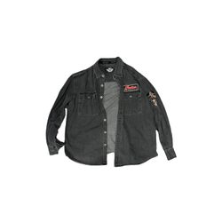 Black/ Grey Harley Davidson Denim Jacket 