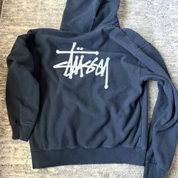 Navy Stussy Zip Up Hoodie 