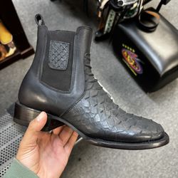 Botin Vaquero Cuadrado De Piel Para Hombres Varias Medidas 