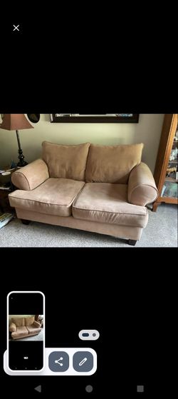 Beige Microfiber Loveseat – Comfortable 2-Seater Sofa – Clean & Sturdy