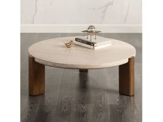 Leonardo Travertine Top/Dark Oak Coffee Table
