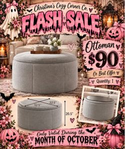 Round Upholstered Storage Ottoman