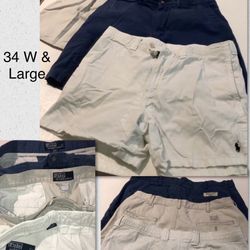 Men’s Vintage Ralph Lauren Polo Pleated Chino Cargo Shorts Size 34’s (L) $50ea or 3 for $135
