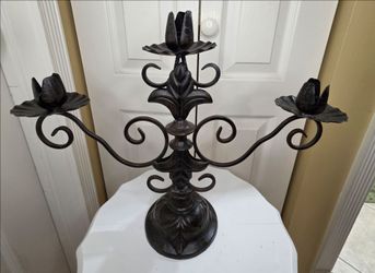 Metal 3 Arm Floral Candelabra Taper/ Dinner Candle Holder