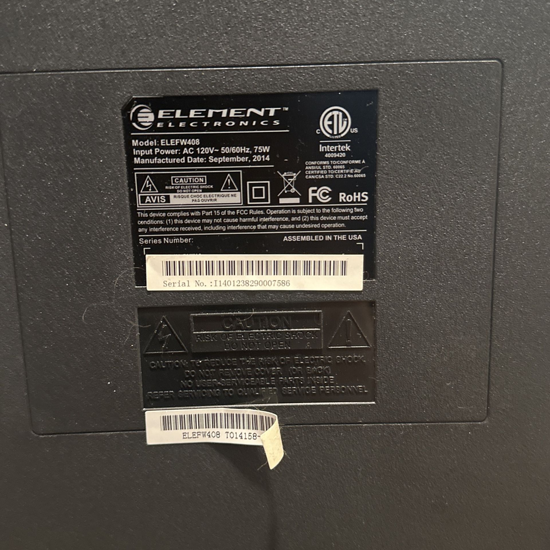 Element 43 Inch TV 