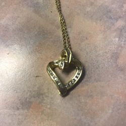 Diamond heart necklace with 24K gold chain