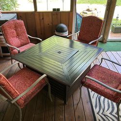 Fire Table And Patio Chairs 