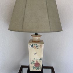 Yellow Oriental Ceramic Vase Table Lamp with Beige Shade
